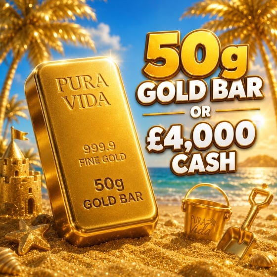 50g Gold Bar or £4000 Cash
