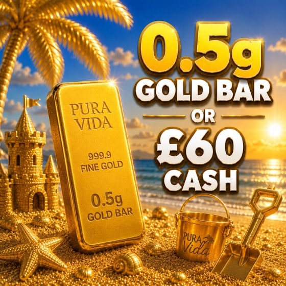 0.5g Gold Bar or £60 Cash