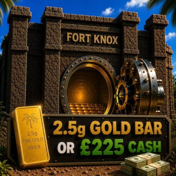 2.5g Gold Bar Or £225 Cash