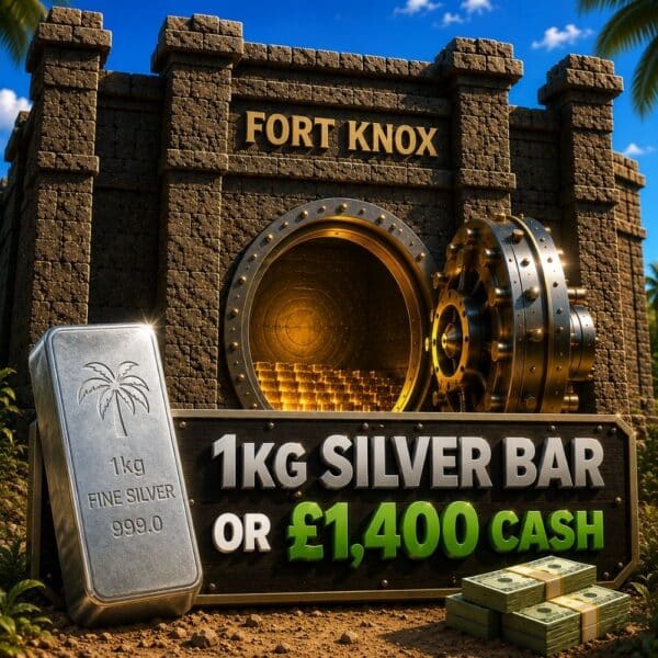 1kg Silver Bar Or £1400 Cash