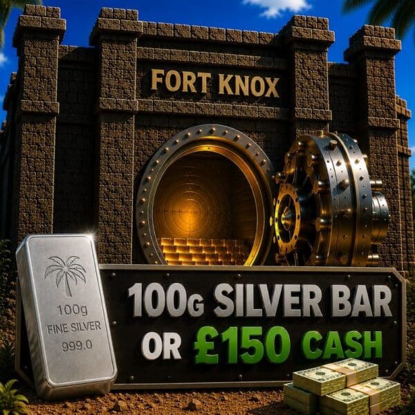 100g Silver Bar Or £150 Cash